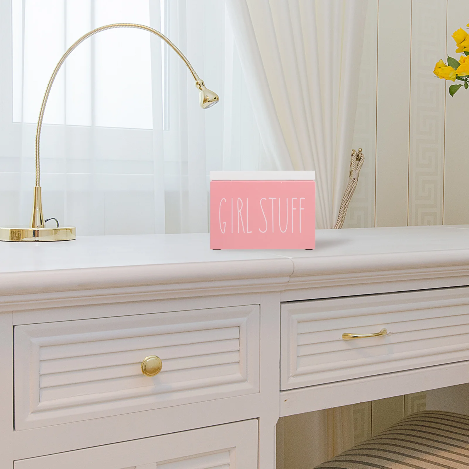 

1pc Wooden Sanitary Napkin Box With Lid Large Capacity Feminine Product Organizer Space-Saving Dust-Proof Holder For Pads Period