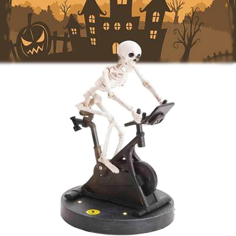 Halloween Decorations Interesting Skeleton Riding A Bicycle Resin Ornaments Gift Party