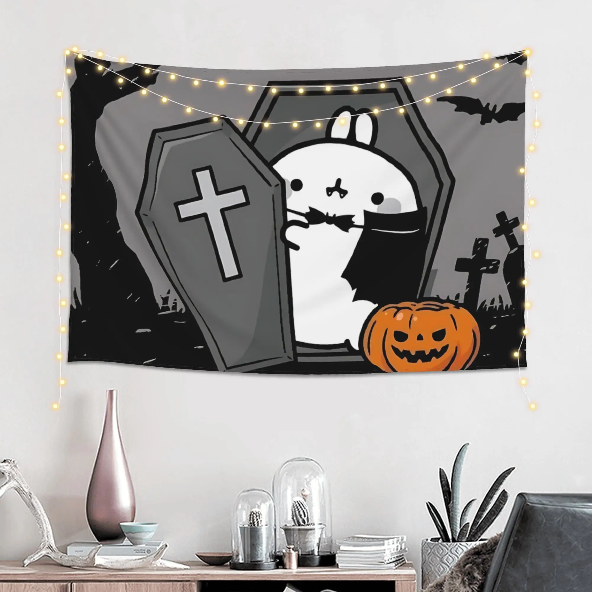 Halloween Tombstone Ghost Print Tapestry Room decoration  Home Decoration Tapestry Decor Accessories Cute Room Decor