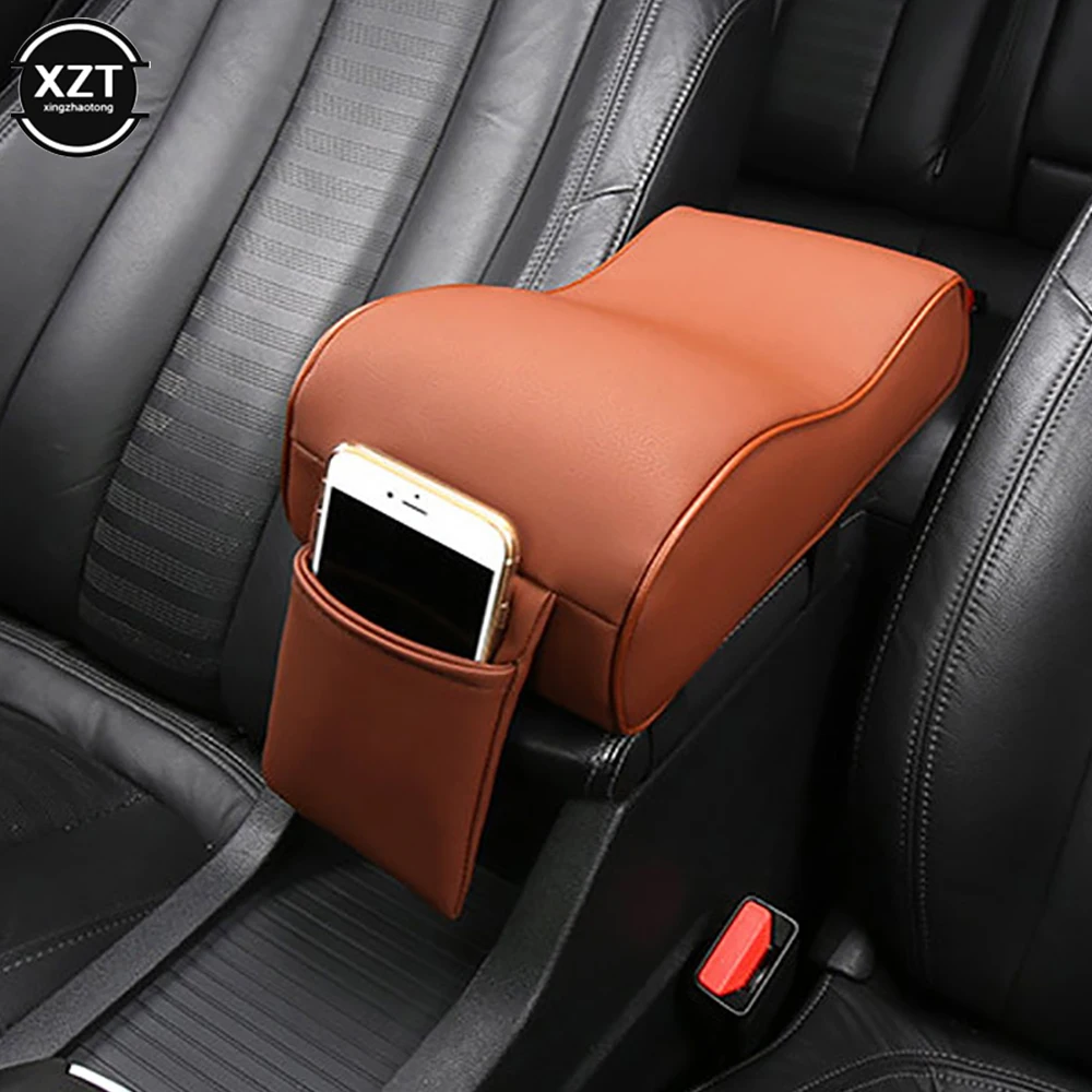 Car Memory Foam Armrest Cushion Center Console Armrest Pillow With Mobile Phone Holder Storage Bag Car Armrest Box Mat Pad