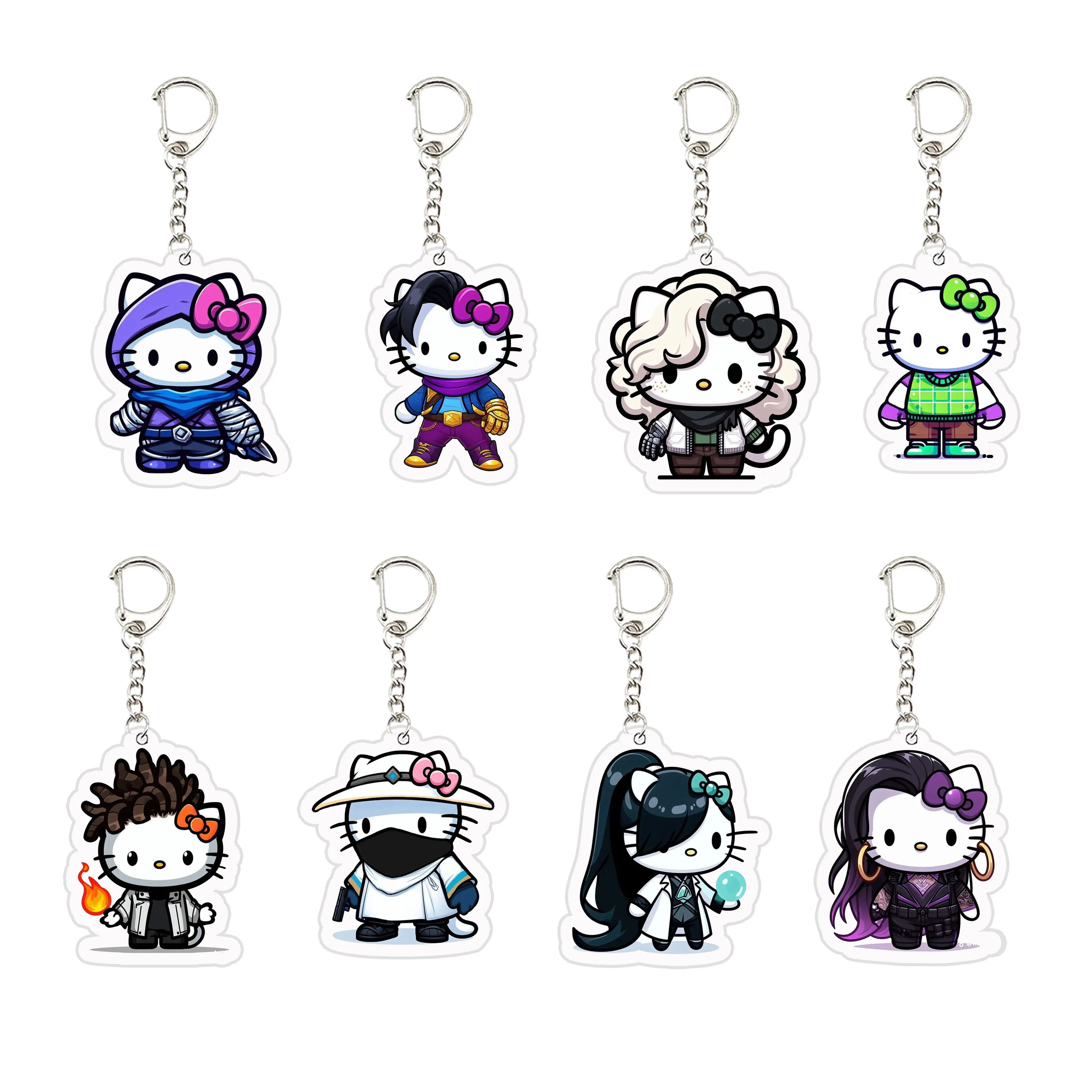 Valorant Keychains Key Ring Acrylic Valorant Cat Key Chain Cute Killjoy Val Jett Pendant Keyring for Accessories Bag Fans Gifts