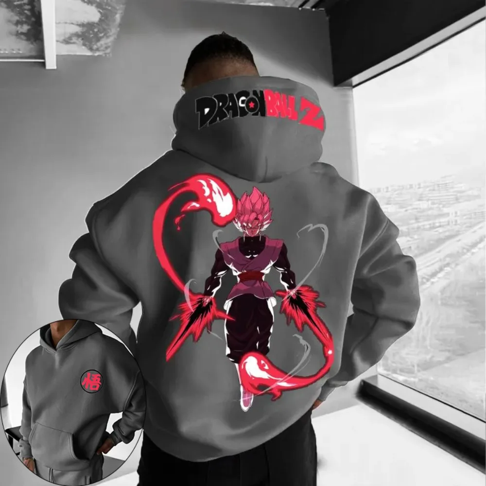 

Dragon Ball Men's Hoodie Goku Black Japanese Anime Fashion Trend 2025 Autumn/Winter Printed 100% Pure Cotton Hoodie Y2k