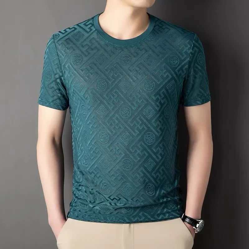 

High end brand ice silk round neck short sleeve T-shirt summer fashion printed comfortable breathable top Designer Men's Weargra