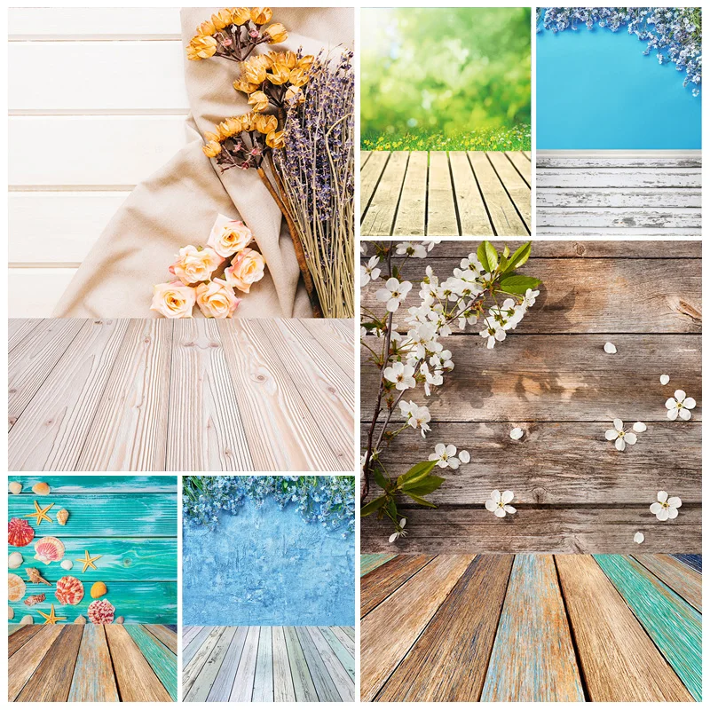 ZHISUXI Spring Photography Background Flower Wood Floor Backdrop Studio Photo for Children Newborn Photocall 210320CAT-03