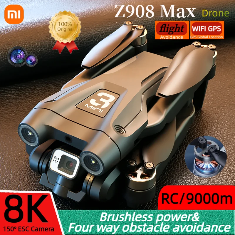 Xiaomi Z908 Pro Max Drone Brushless Motor 8K Professional Dual Cameras GPS WIFI HD FPV Obstacle Avoidance Quadcopter RC 9000M