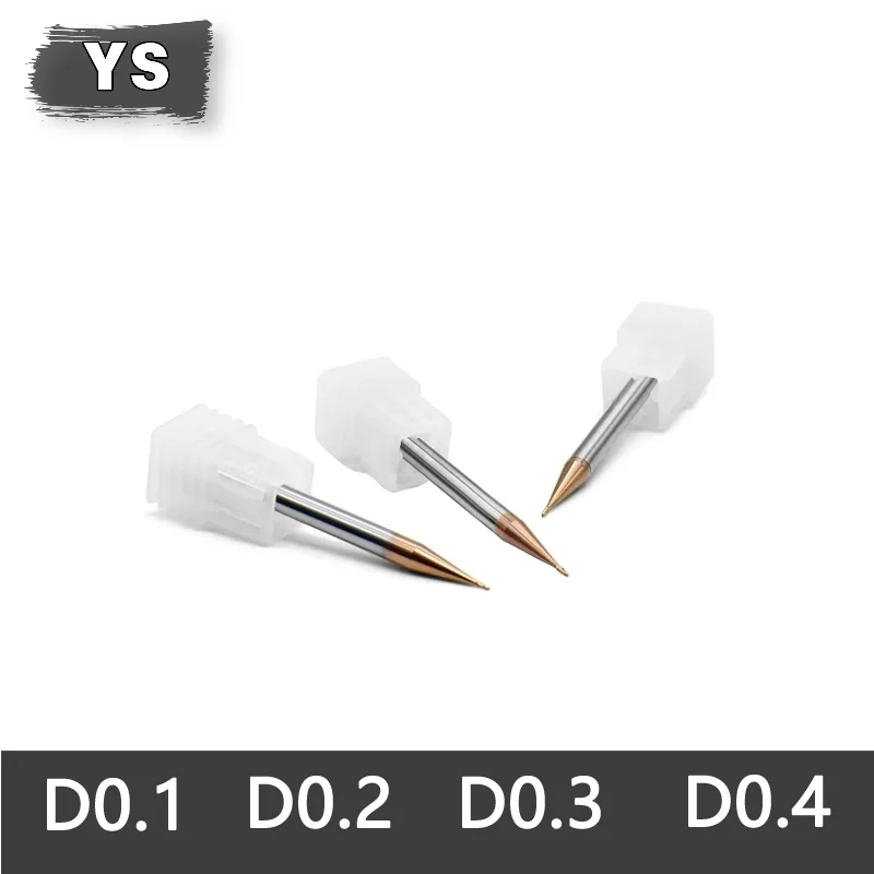 YS Micro Carbide End Mill Rib Processing Cutter CNC Deep Long Neck Small Diameter 0.2 0.3 0.4 0.5 0.6 0.7 0.8 0.9mm Mini Mill