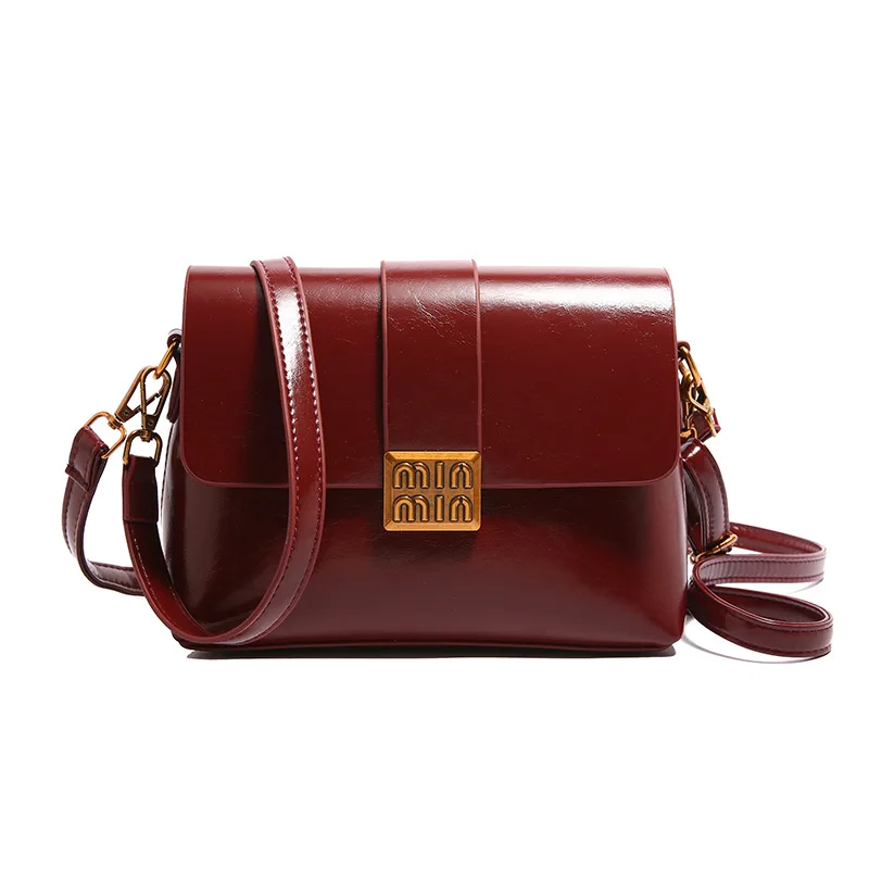 حقيبة دلو من الجلد المشمع مستوحاة من الطراز القديم، مقبض علوي وحزام على شكل سلسلة، حقيبة كتف واسعة للاستخدام اليومي، أزياء كورية