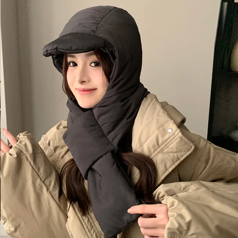 

Winter Trapper Hat for Women with Scarf and Ear Flaps, Windproof Cold Weather Skiing Cycling Outdoor Sport Hood