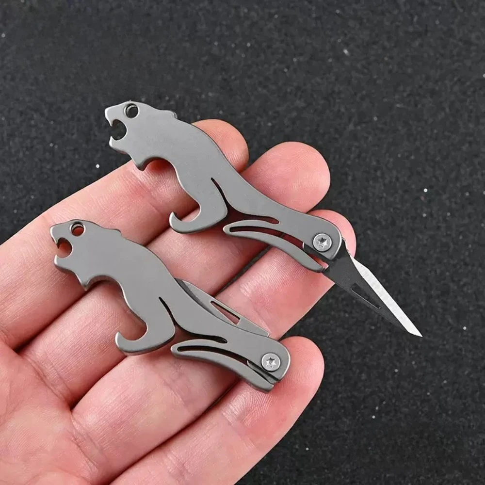 Titanium alloy pocket sharp portable mini folding knife portable keychain pendant unboxing and unpacking courier knife