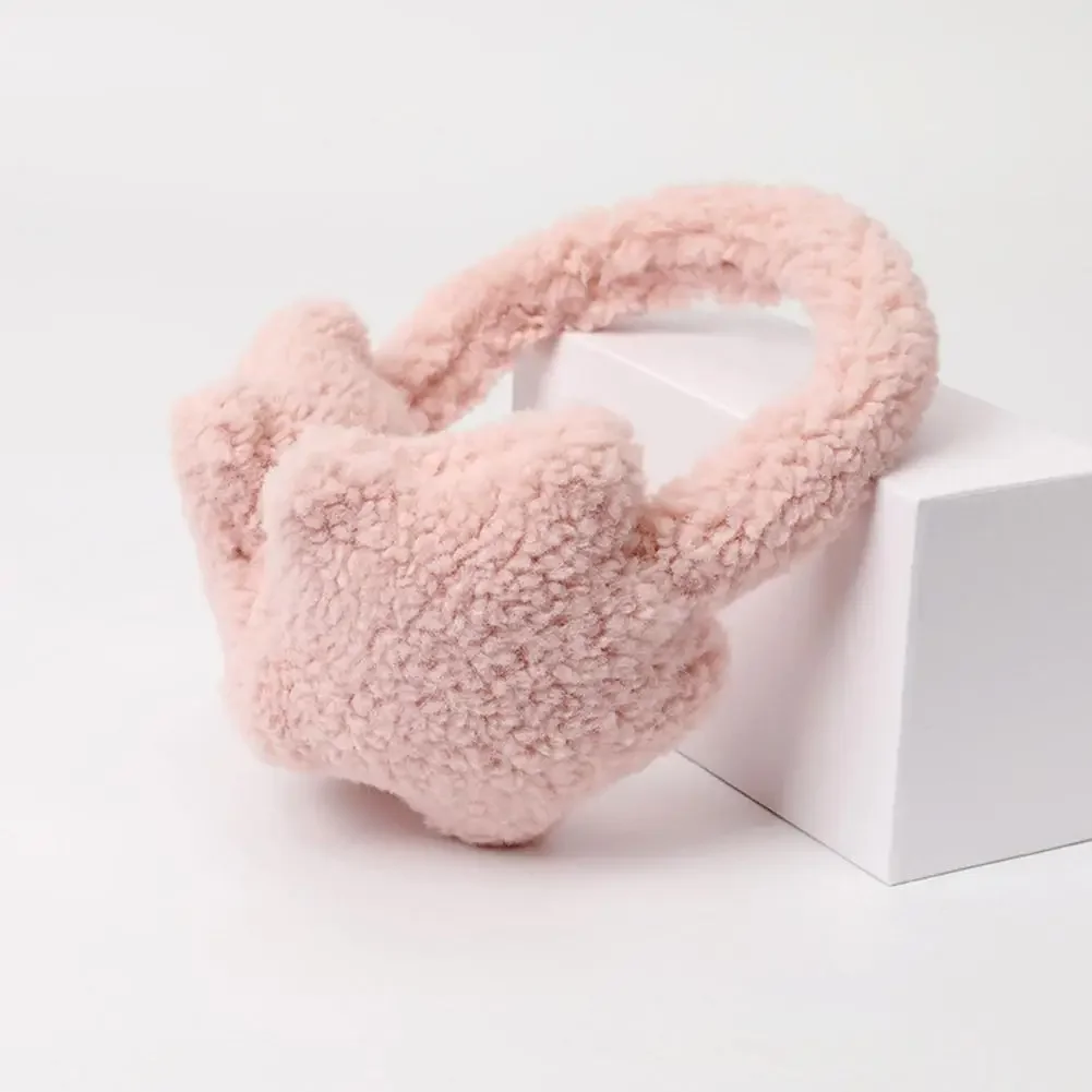 Fashion Autumn Winter Star Fluffy Earmuffs Cute Plush Solid Color Ear Muffs Cold Protection Women Ear Cover Keep Warm