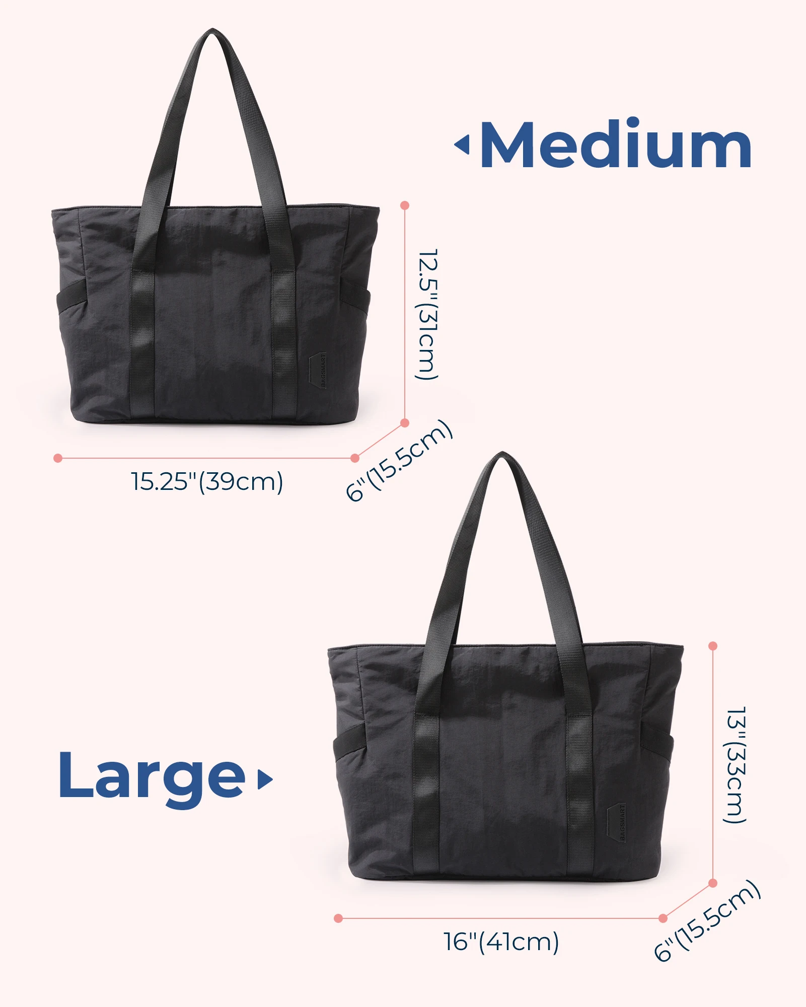 BAGSMART Handbag Tote Bag for Women College Large Capacity Commuting Totes Casual Shoulder Portable Cross Bag