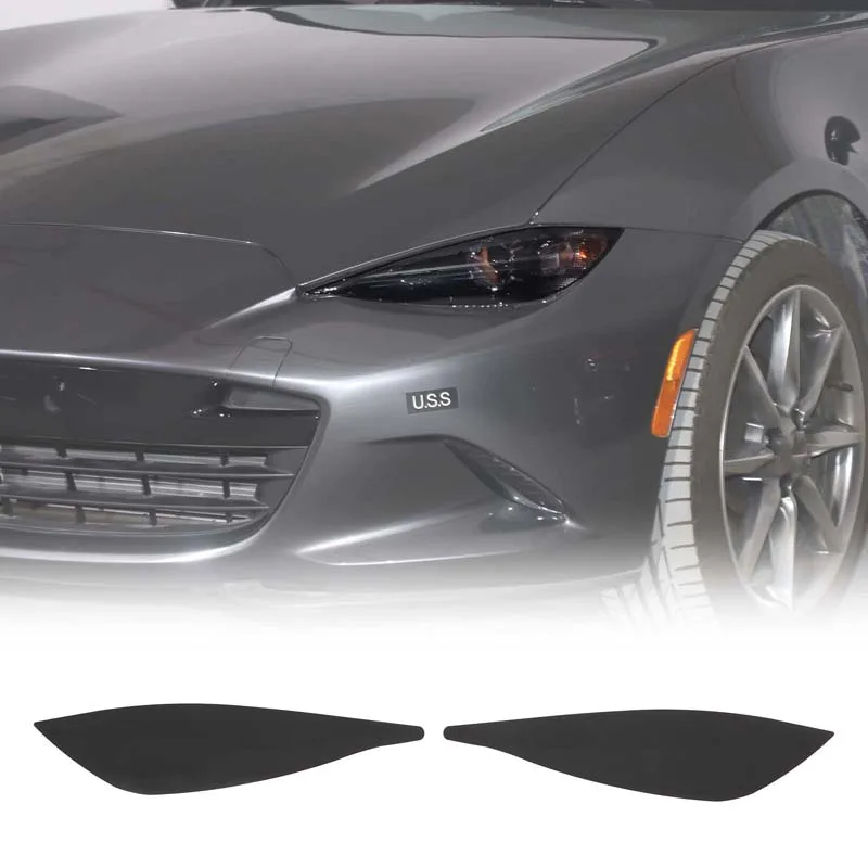 2Pcs For Mazda MX5 MX-5 ND 2016-2025+ TPU black car styling car headlight film decorative sticker car exterior accessories