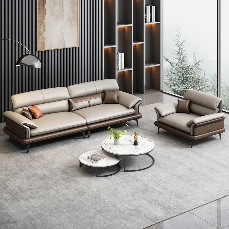 

Modern Simple Boss Sofa Set with Coffee Table for Office Use or Living Room Receiving VIPs