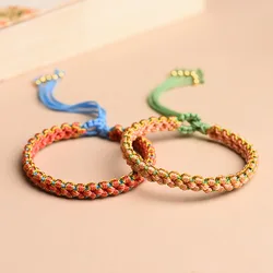 Hand-woven National Peach Blossom Knot Women's Hand Lucky Rope Charming Bracelet Colorful Rope Hand Ornaments Dropship