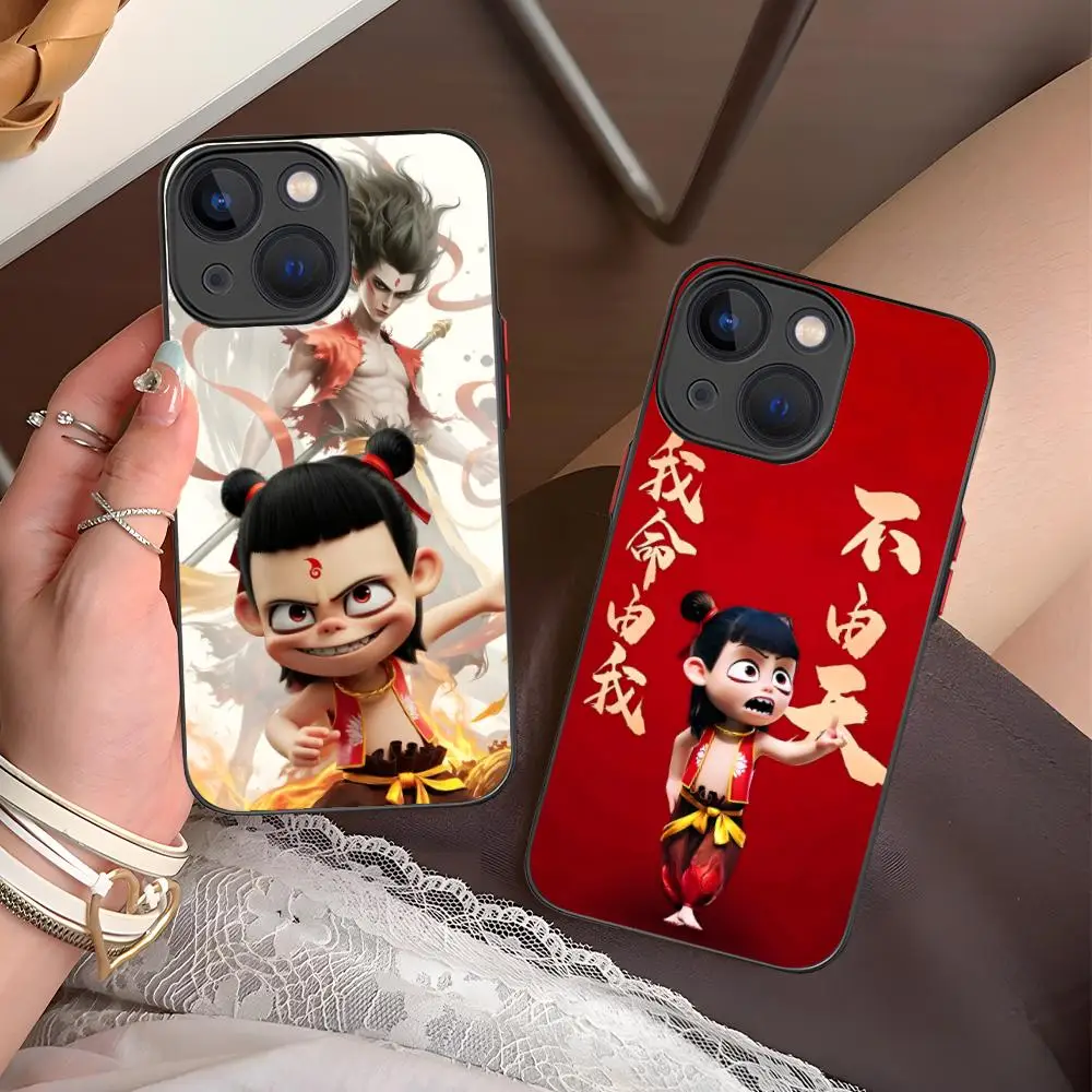 

Cute Nezha Mobile Phone Case for iPhone 16 15 14 13 12 11 X XR XS 8 7 Pro Max Plus Mini Colour Silicone Protective Cover Luxury