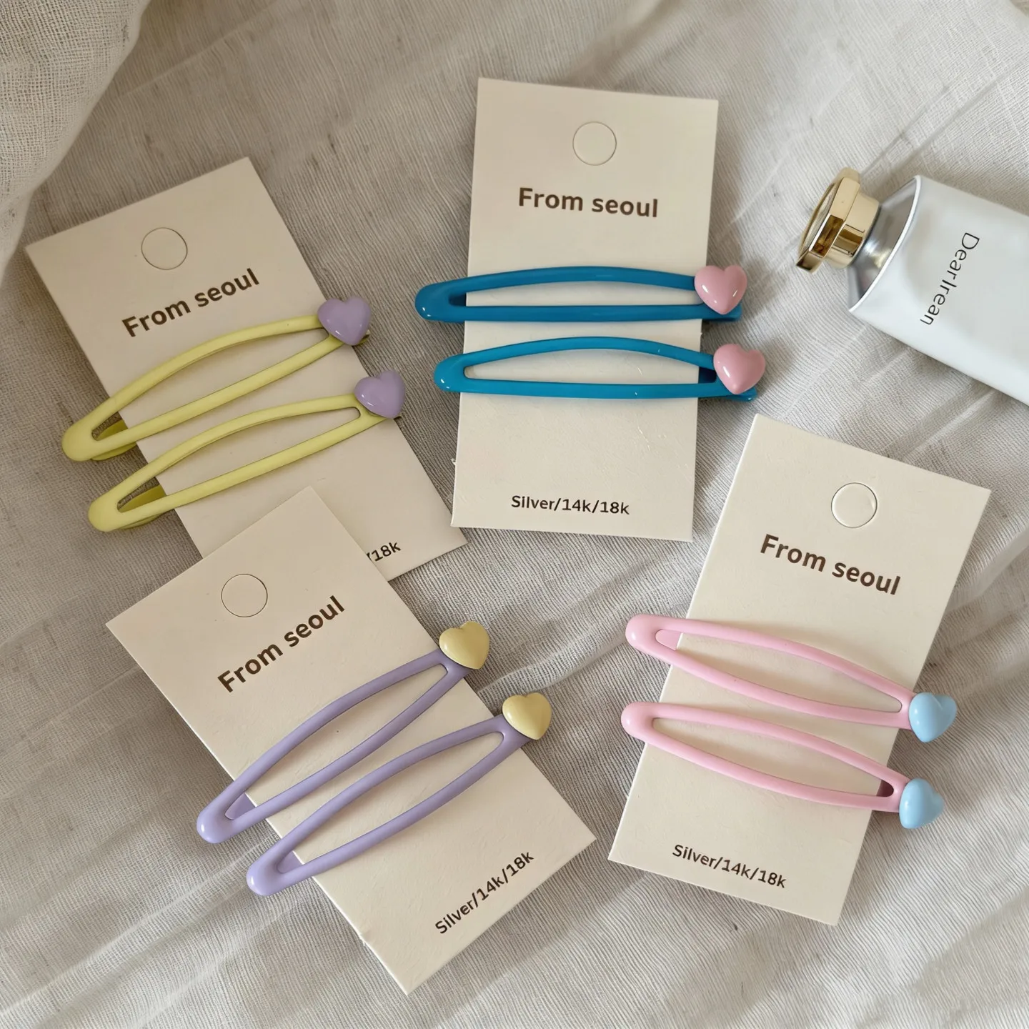 2Pcs Cute Sweet Love Bb Clip Broken Hairpin Contrasting Color Hairpin Forehead Side Clip Hairpin Hair Accessories