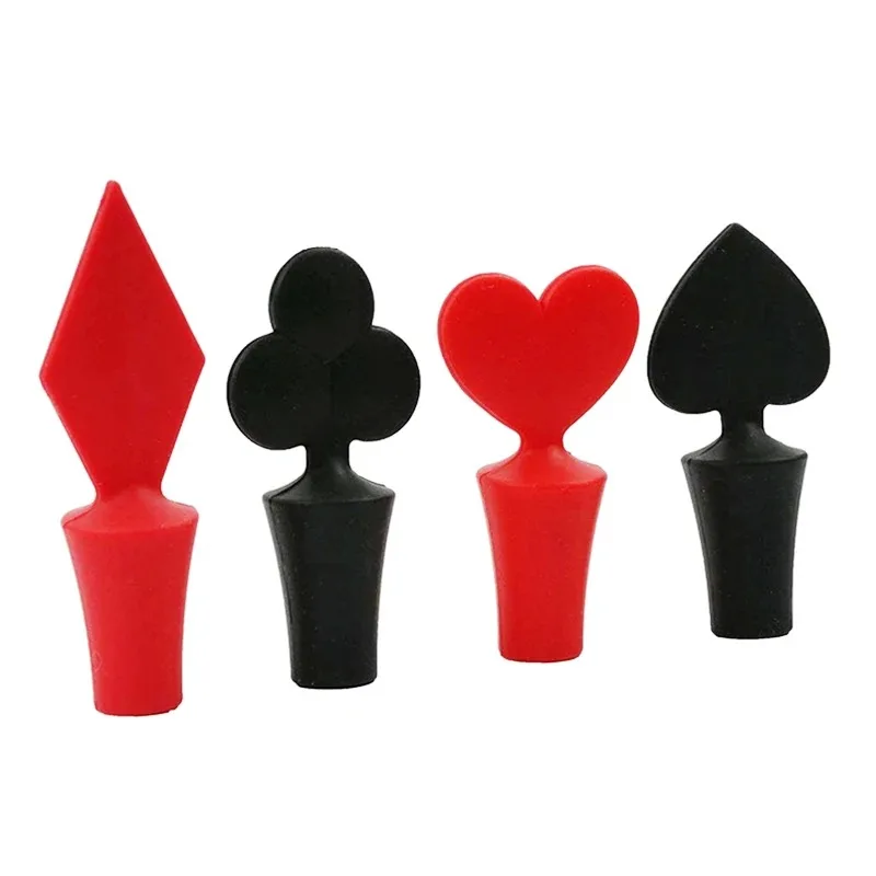 Silicone Poker Shaped Wine Stoppers Leak Free Wine Beer Bottle Cork Barware Stopper Plug Wine Bottle Sealer Cap Bar Tools