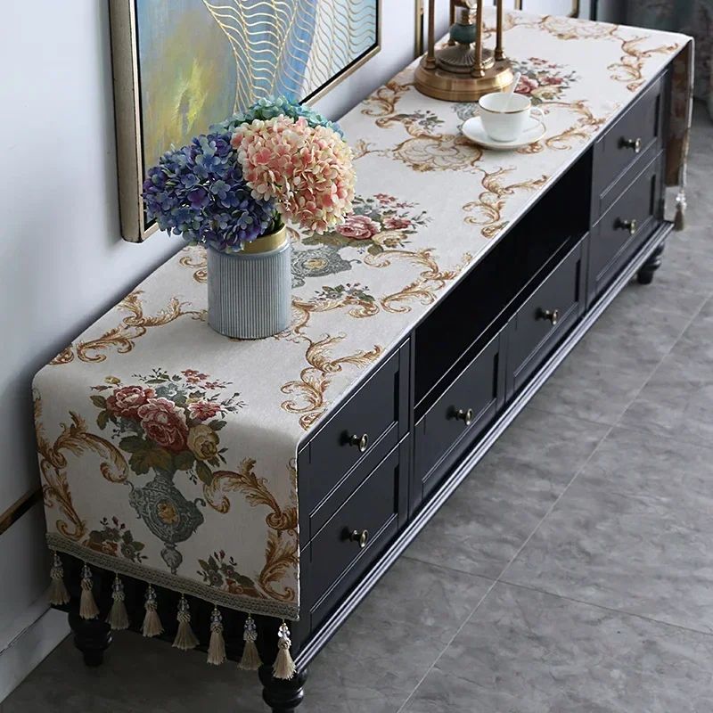 

Proud Rose European TV Cabinet Cover Cloth Tassel Tablecloth Table Runner Household TV Ark Dustproof Cover Dresser