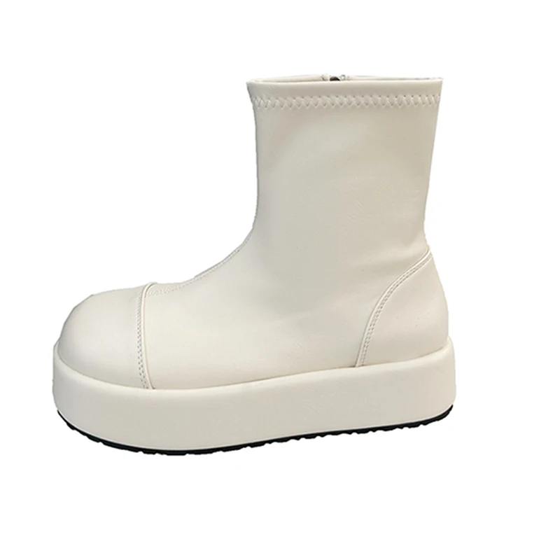 المرأة حذاء من الجلد أحذية منصة مسطحة موضة مريحة النساء أحذية الشتاء امرأة عادية بوتاس 2025 الشرير المصارع الإناث Zapatos #6