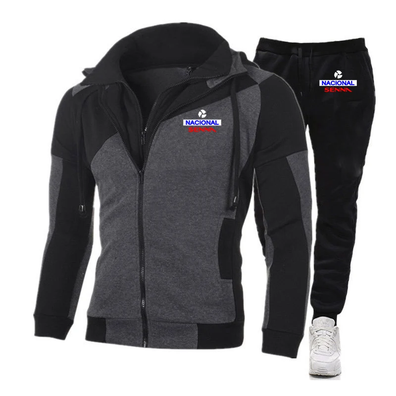 Ayrton Senna 2024 Heren Print Nieuwe Lente En Herfst Comfortabele Casual Kleur Bijpassende Rits Mode Hoodie Tops + Broek Pakken