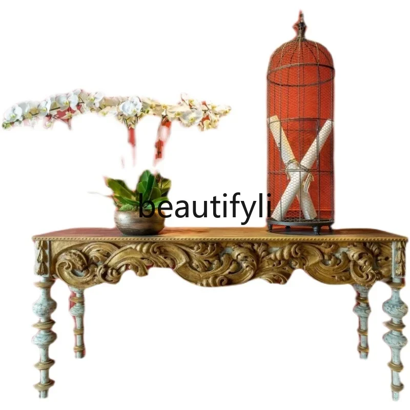 

XZZFrench retro nostalgic antique solid wood coffee table antique old rectangular tea table