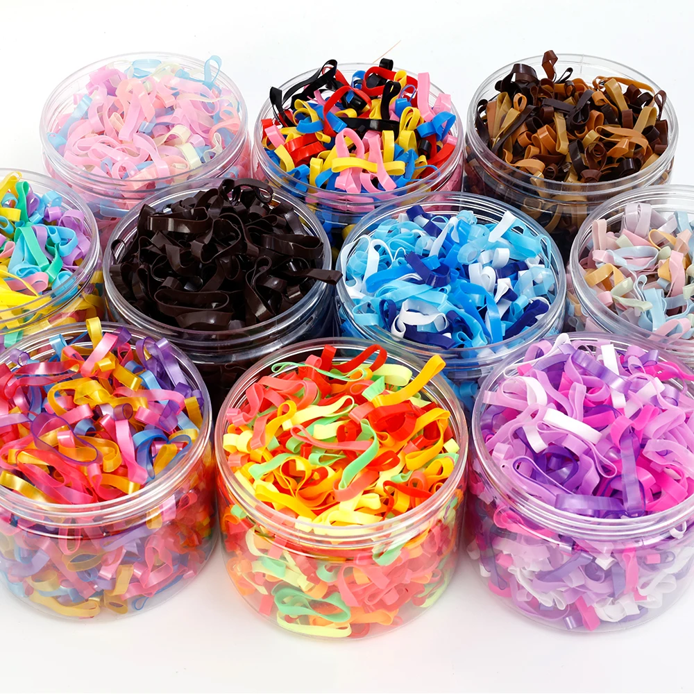 500Pcs/box Colorful Thick Disposable Hair Bands Scrunchie Girls Elastic Rubber Band Ponytail Holder Hair Accessories Hair Ties