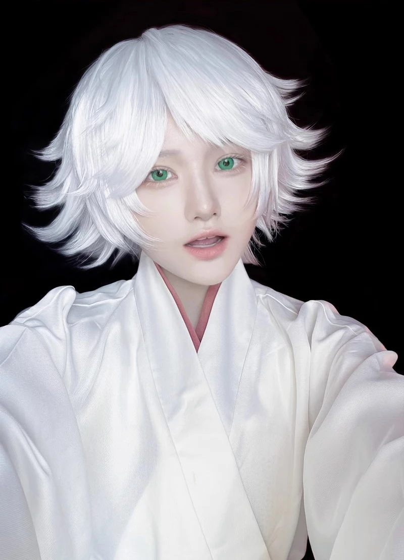 Mi Zu Ki Cosplay Wig Short Pure White Wig Cosplay Anime Cosplay Wigs Heat Resistant Synthetic Wigs