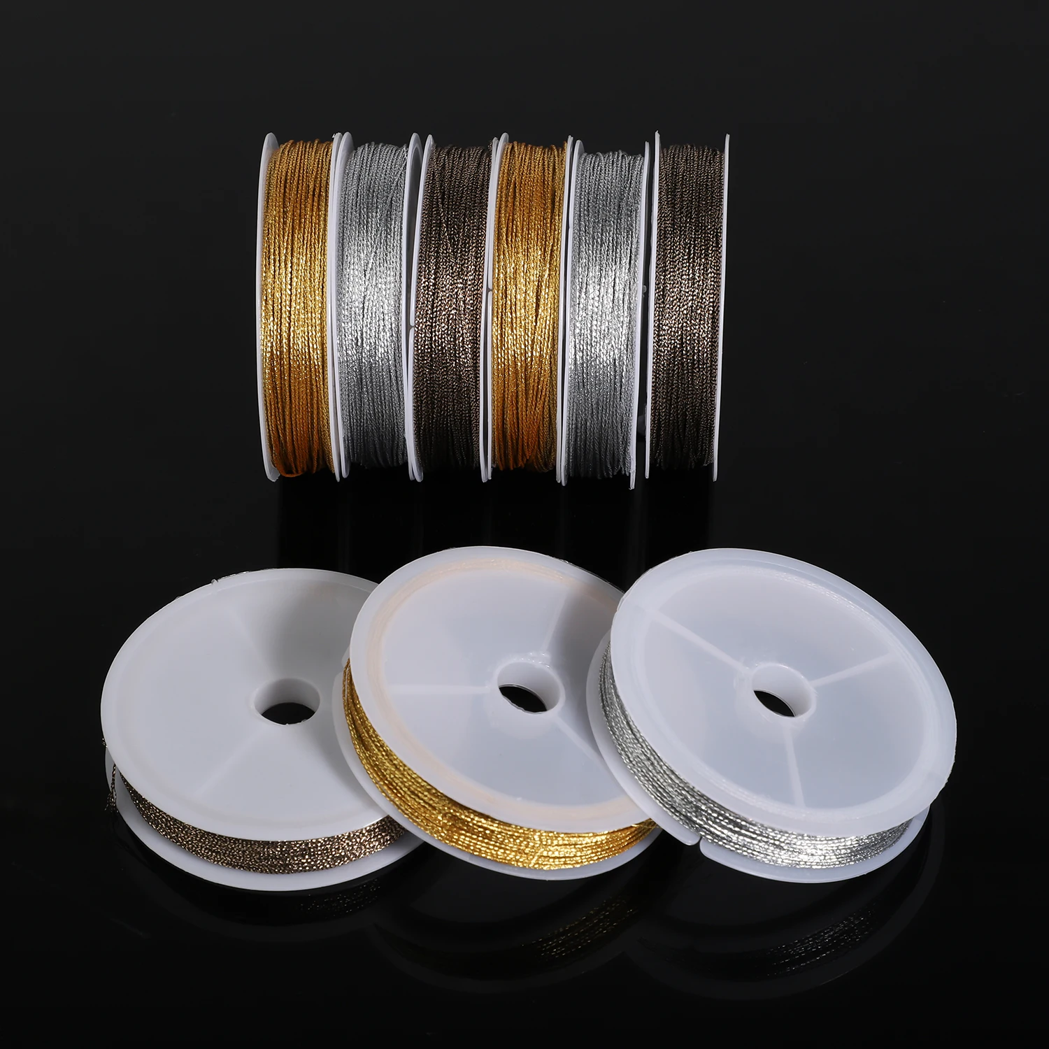 1Roll/10M Polyester 0.4mm Golden Silver Color Thread Jewelry Cord Wire for Jewelry Making DIY Tassels Beading Needlework Craft