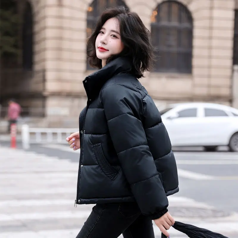 2024 Winter New Casual Loose Thick Cotton Jacket Button Solid Warm Bread Clothing Women Puffer Jackets Cardigan Coat Outwear