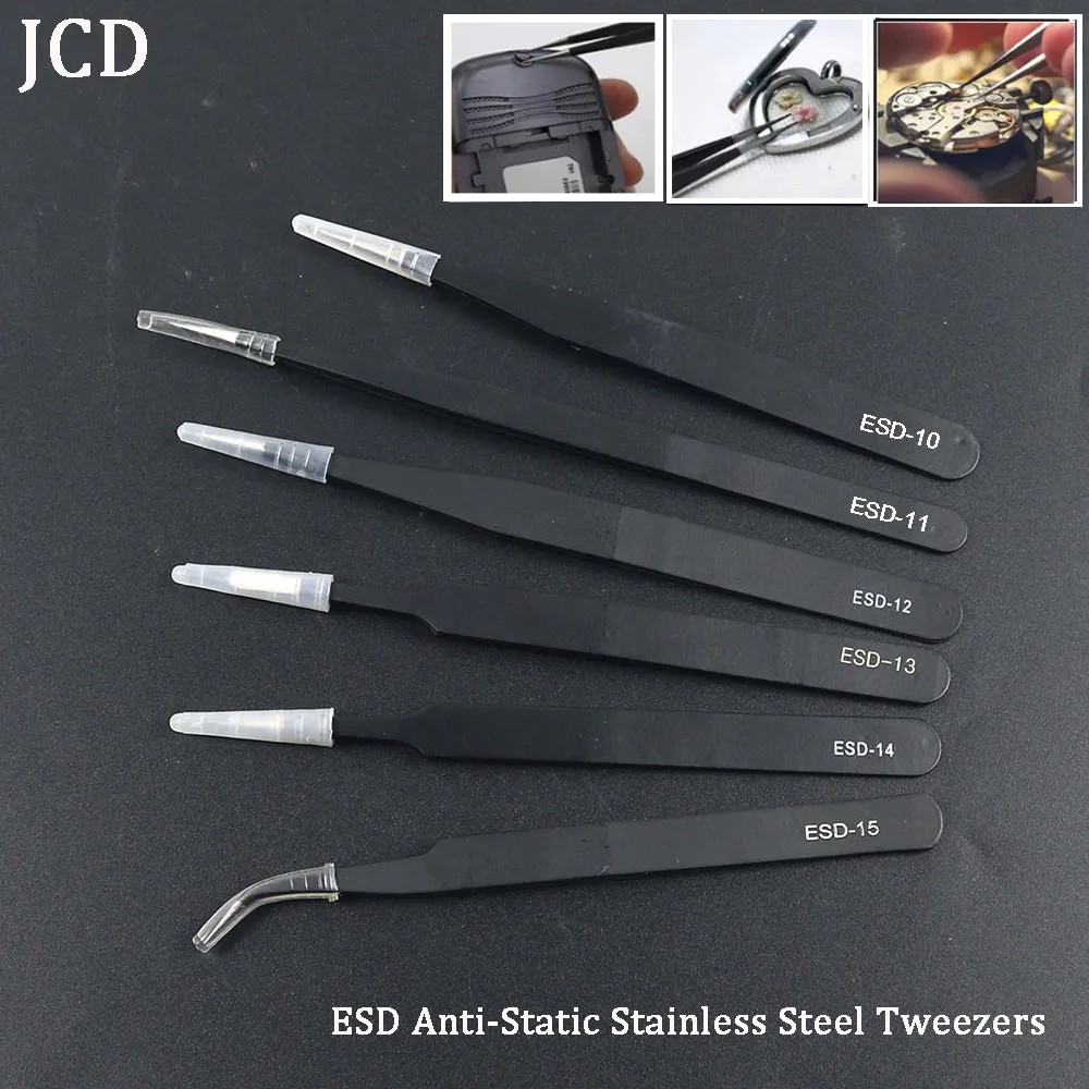 

Precision Tweezers Set ESD Anti-Static Stainless Steel Tweezers Repair Tools for Electronics Repair Soldering Craft ﻿