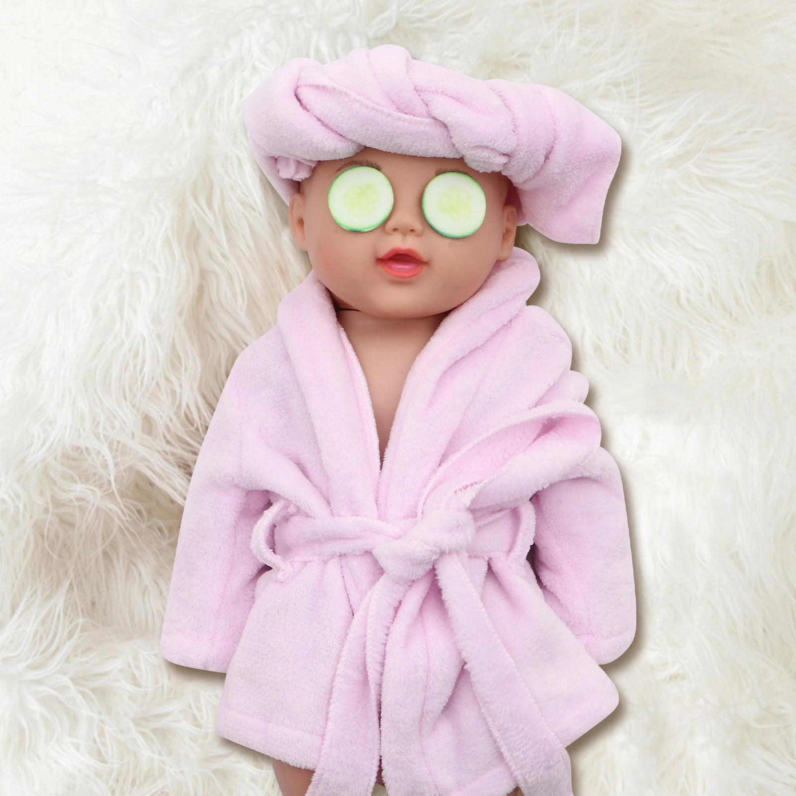 

1 set 1 Set Adorable Bathrobe Towel Cucumber Prop Photo Studio Outfit Cotton Elastic Cute Bathtime Wear