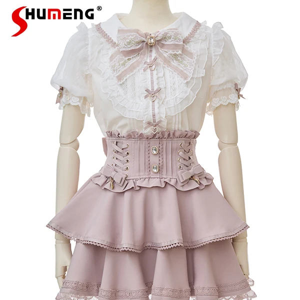 

Liz Shirts Summer New Japanese Mine Mass Production Cute Big Bow Lolita Shirt Girl's Women's Sweet Doll Collar Top Blouses Mujer