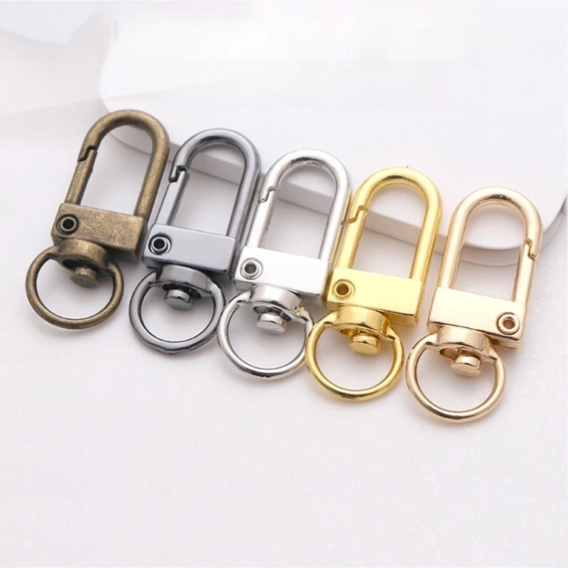 

10Pcs Alloy Swivel Lobster Clasp Hooks Snap Ring Dog Buckle DIY Ornament Making For Keychain Accessories Bag Belt Strap Supplies