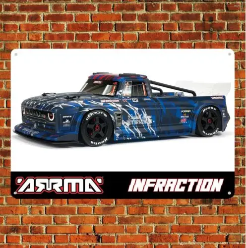 Metal Poster Rc Car Tin Sign Plaque Arrma Infraction Blue