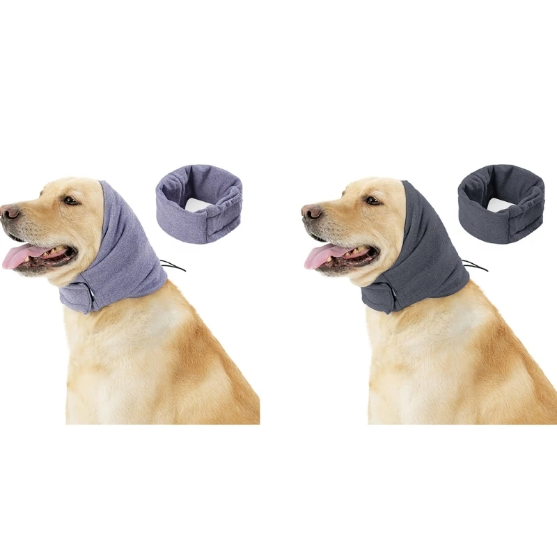 D0AD Dog Ear Cover Neck Warmer Hearing Protections for Pet Ear Wrap for Grooming Bathing Blowing Drying