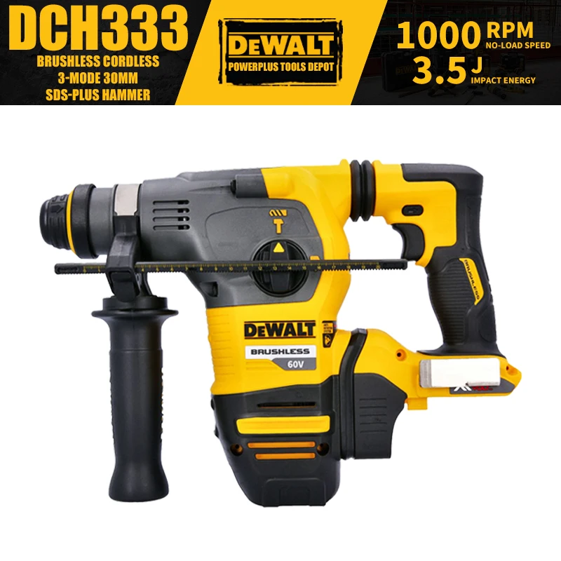 DEWALT DCH333 Brushless Cordless 3-Mode 30MM SDS-Plus Hammer 60V Power Tools 3.5J