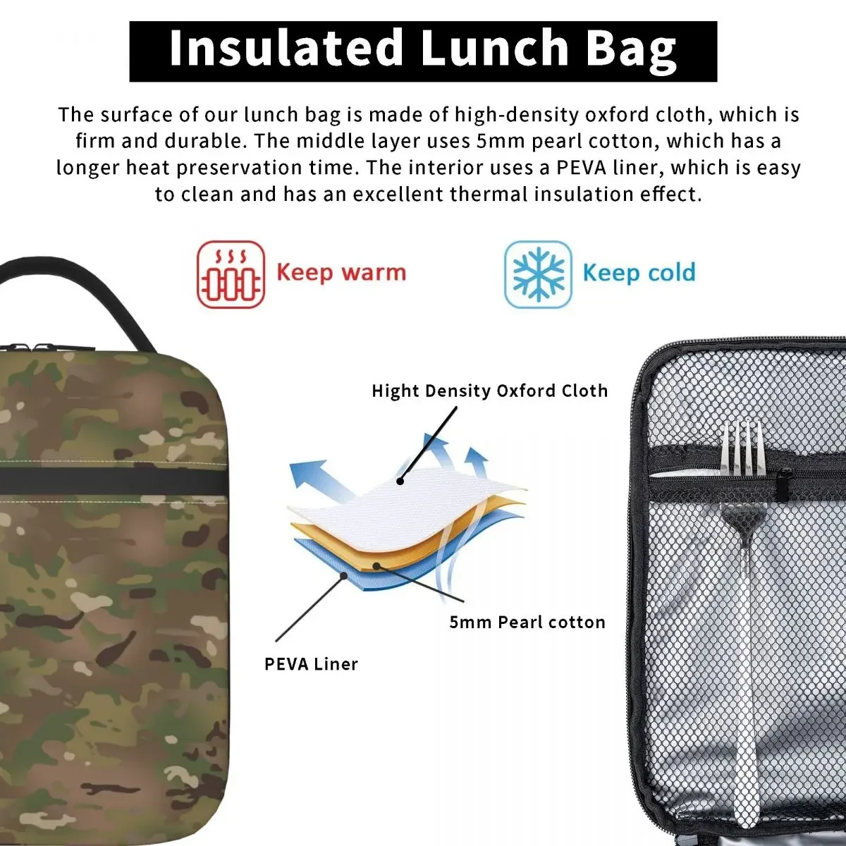 Borse per il pranzo isolate scatola per il pranzo mimetica militare Merch militare Camo nuovo arrivo scatola per il pranzo termica per la scuola