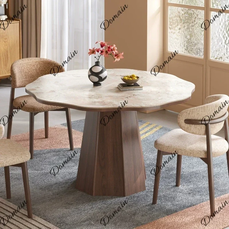 XX Luxury Rock Slab Antique Home Dining Table High-end Restaurant Petal Round Tables Kitcjen Tables Simplicity Pliante Furniture
