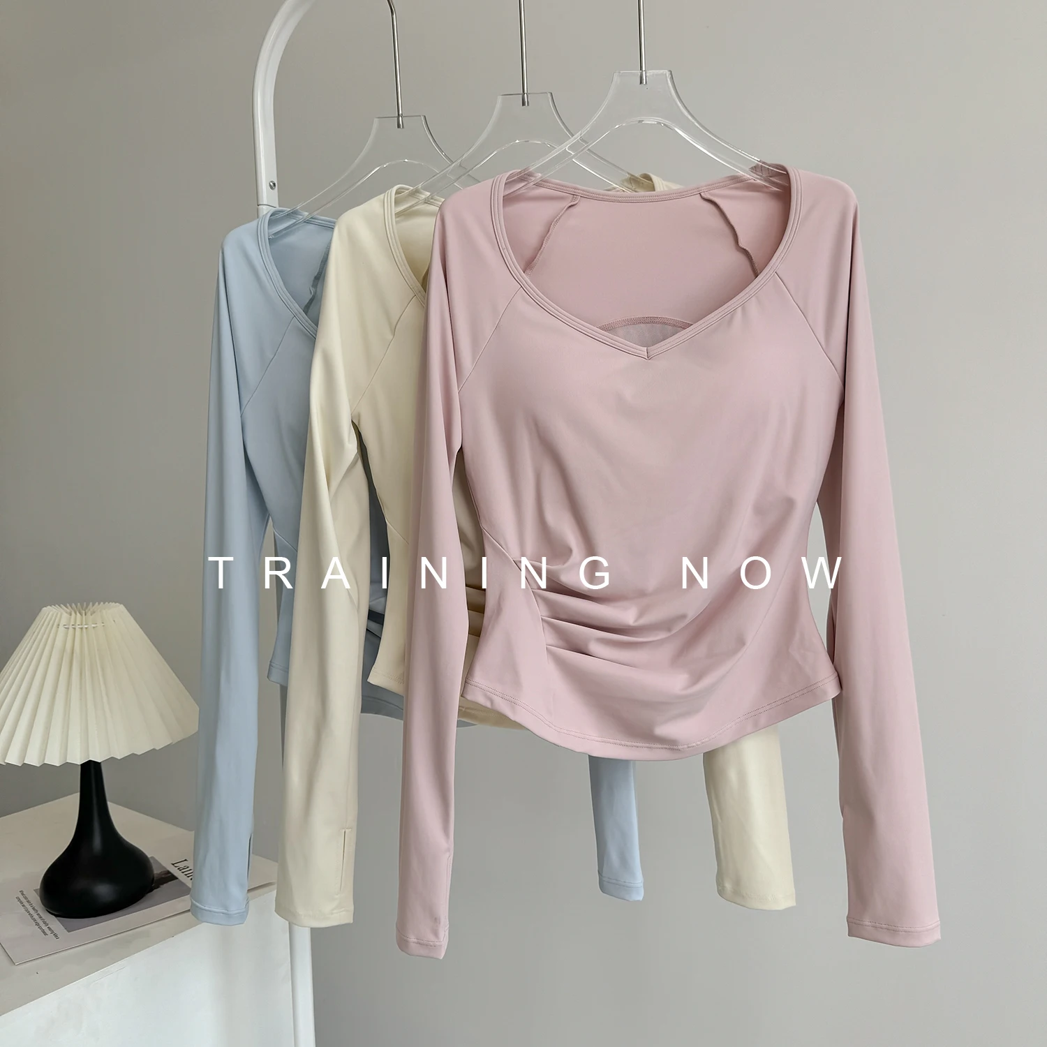 

Yoga tops for women with chest pads sports long sleeves quick-drying slimming professional running training fitness clothes