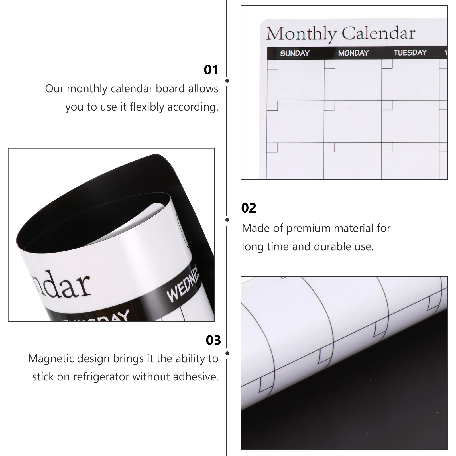 

1 pc Magnetic Calendar Fridge Board Monthly Planner Whiteboard Kitchen Organizer Schedule Note Message To-Do List Reusable