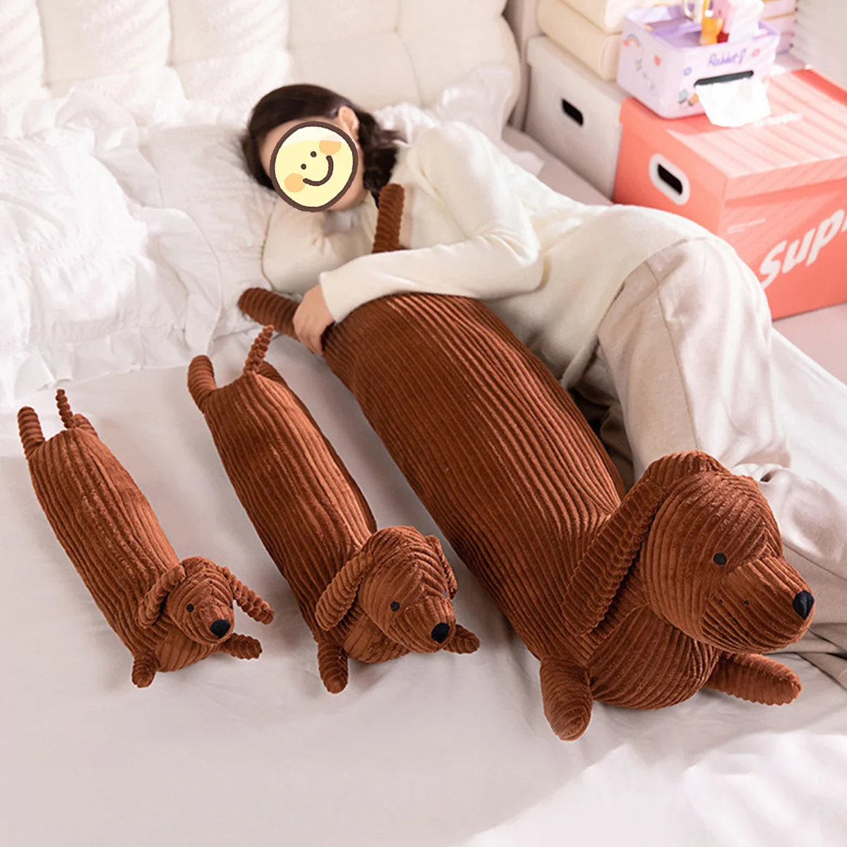 1 Buah Bantal Lempar Mewah Anjing Dachshund Lembut dan Tahan Lama Bulu Palsu Bantal Sofa Lempar Bantal Hewan Dachshund