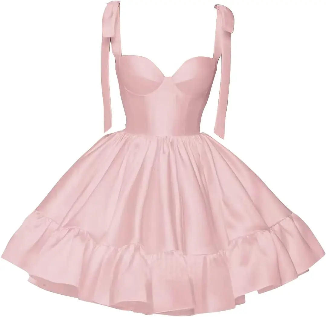 

2025 Youth Satin Back To School Dress,Sweetheart Mini Birthday Party Ball Dress,Tight and Elegant Bow Short Cocktail Party Dress