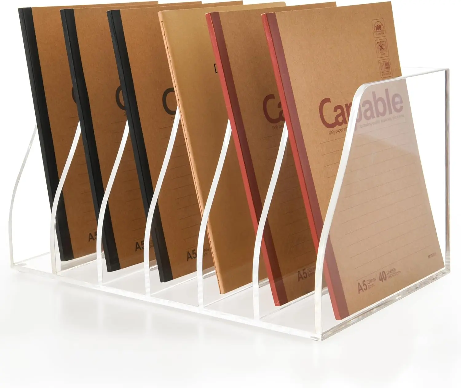 

Прозрачный акриловый держатель для журнальных файлов с 6 отделениями, настольный органайзер для документов, книг и аксессуаров