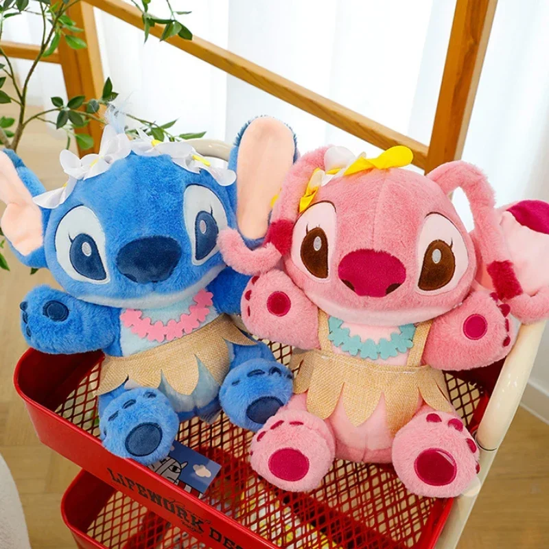 Disney Lilo & Stitch Plush Toys, Pelúcia Anime, Bonecas Stich, Anjo, Verão, Almofada Hula Stuffeds', Aniversário, Presentes de Natal, Crianças, 30 cm, 45cm