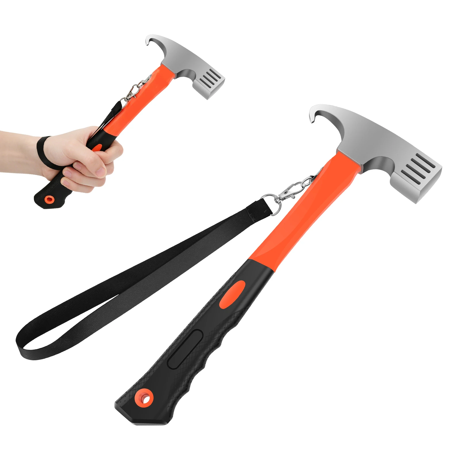 Portable Carbon Steel Camping Tent Hammer - Multifunction Tool for Peg Stake Puller Mallet Awning Canopy Remover Extractor