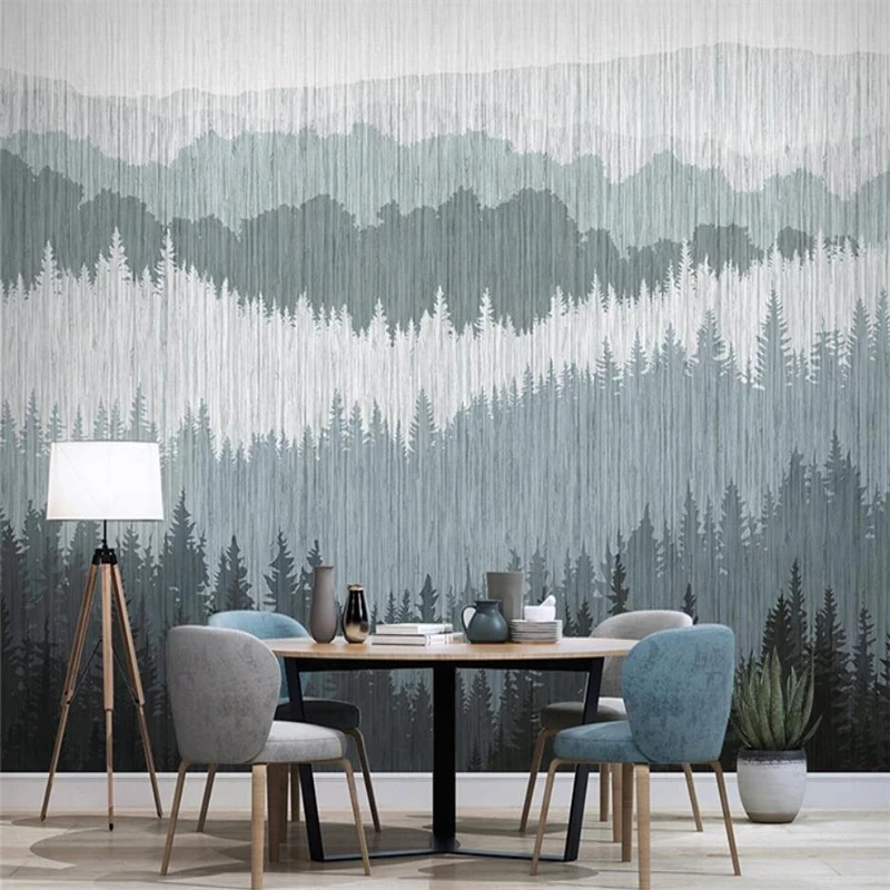 Custom Abstract pine forest mountain bedroom mural Wallpaper Living room sofa TV background wall restaurant forest photo Hotel