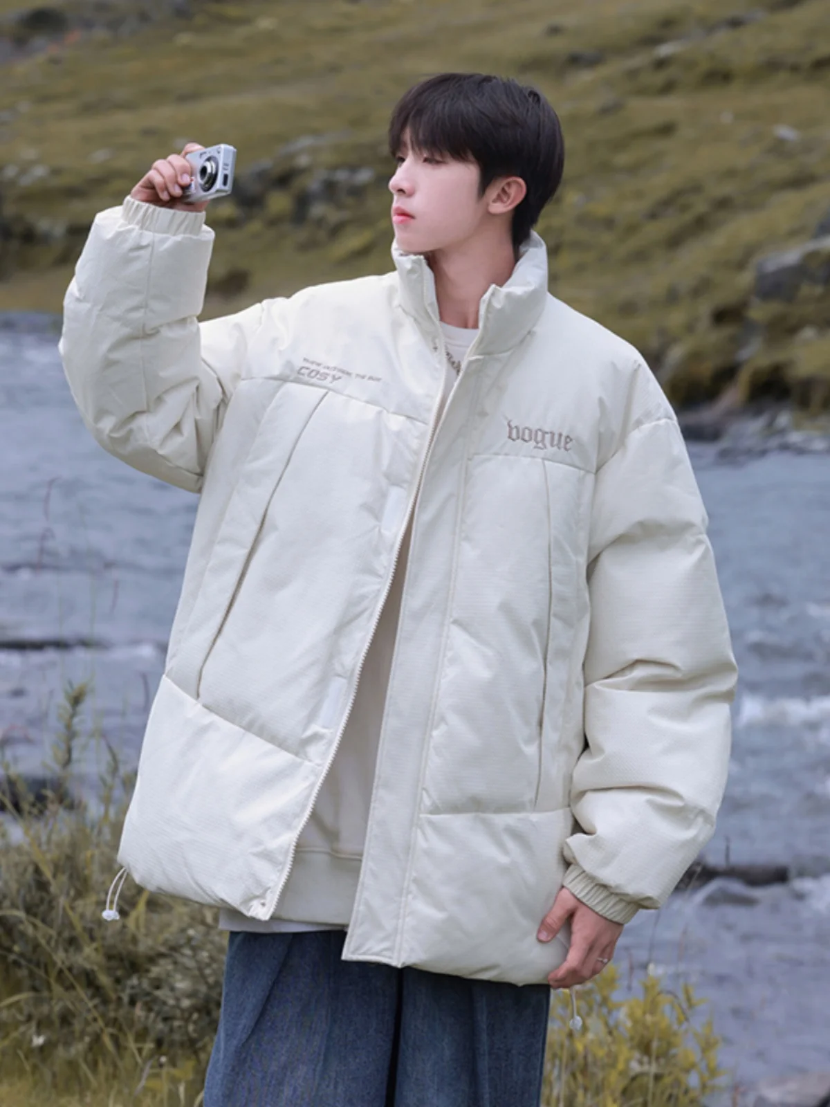 

Мужская хлопковая куртка WTAPS для зимних видов спорта на открытом воздухе, с молнией, длинными рукавами, утепленная, с воротником-стойкой, вышивка