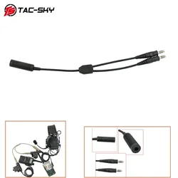 TAC-SKY Tactical Military Headset Adapter Single Pass to Dual Pass Cable for Tactical Comta Sordin Shooting Headphone