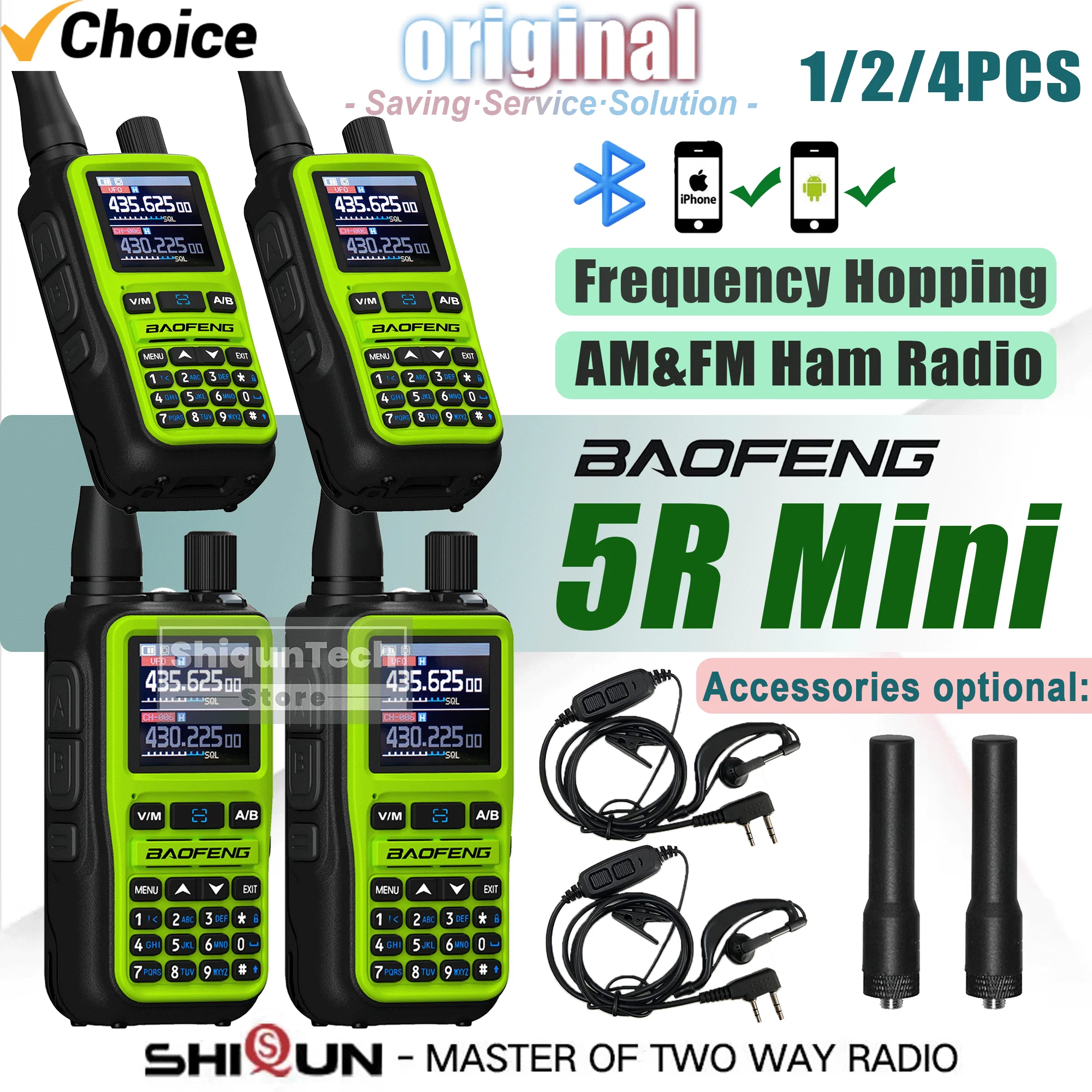 Baofeng 5R Mini Bluetooth Programming Ham Radio 5W UHF/VHF Dual Band AM FM Dual PTT Wireless copy frequency 5RMINI Walkie Talkie