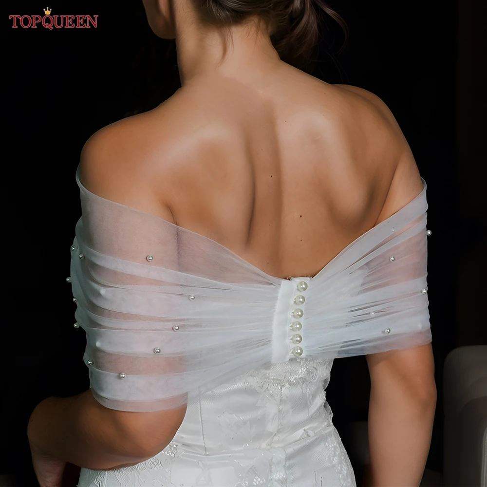 TOPQUEEN G73 DIY Bridal Wrap Wedding Accessories Shrugs for Women Shrug Bolero Cover Wedding Shoulders Wrap-over Top White Shawl